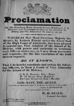 Proclamation setting up the Vice- Admiralty Court