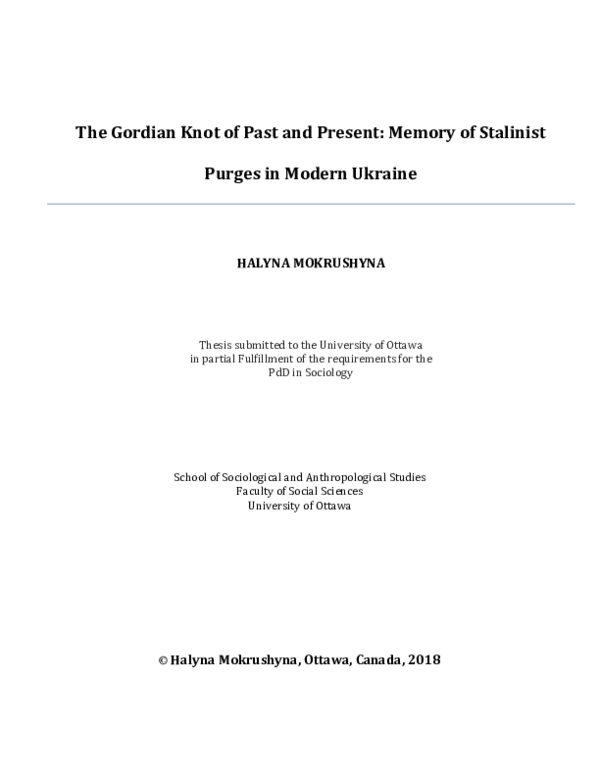 The Gordian Knot of Past and Present: Memory of Stalinist Purges in Modern Ukraine