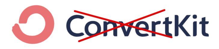 ConvertKit logo with the "Convert" crossed off with a red X