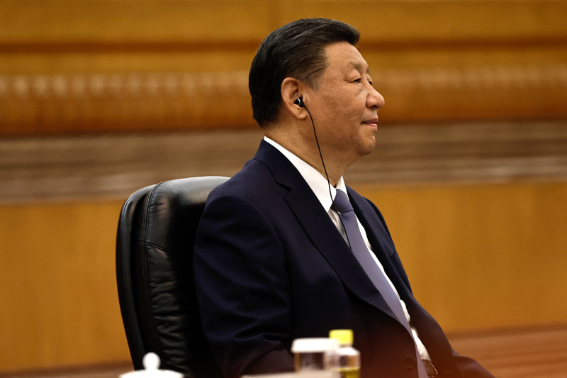 Chinese President Xi Jinping attends a meeting with Tunisian President Kais Saied (not pictured) at the Great Hall of the People in Beijing.