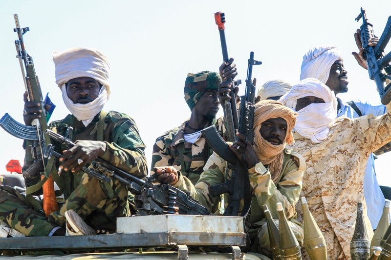 Fighters of the Sudan Liberation Movement, a rebel group active in Darfur, attend a graduation ceremony in Sudan's southeastern Gedaref state.