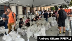 Official election documents pile up in downtown Bucharest as transport and other issued dogged the vote count after Romania's elections on June 9.