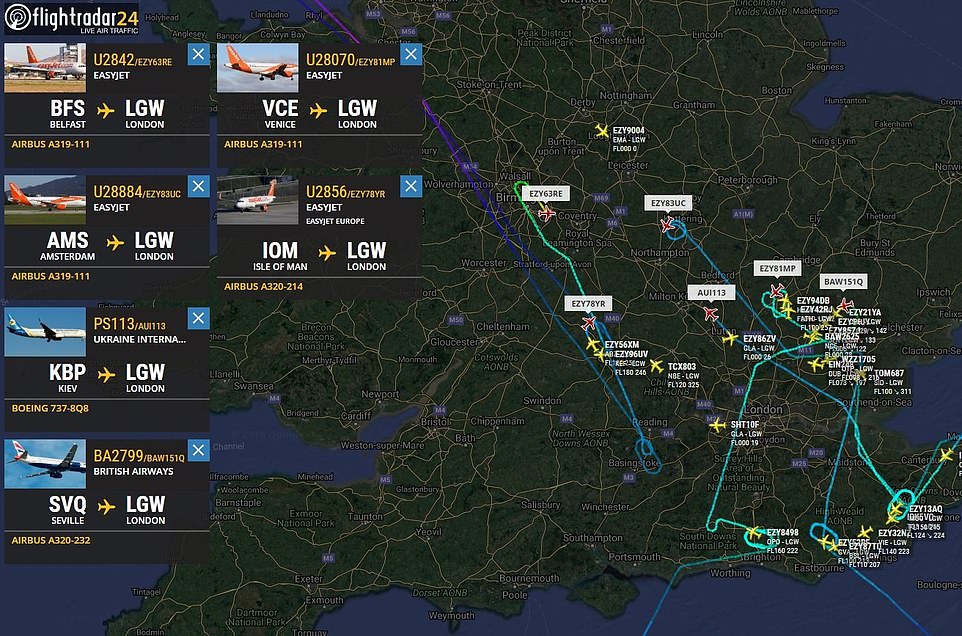 This map shows how planes from all over the UK and Europe were diverted as the drone started flying near the Gatwick runway 