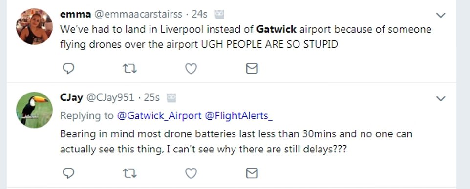 One passenger said they were forced to land in Liverpool rather than Gatwick 