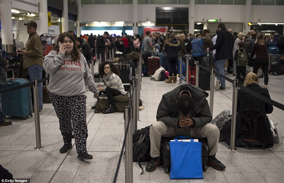 People are growing increasingly frustrated as they sit trapped at the airport where the drone has grounded planes after chaos began at 9.03pm on Wednesday night 