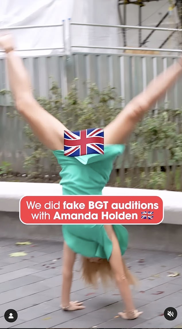 Amanda Holden risked flashing her underwear as she took on an impressive cartwheel for a hilarious Instagram clip