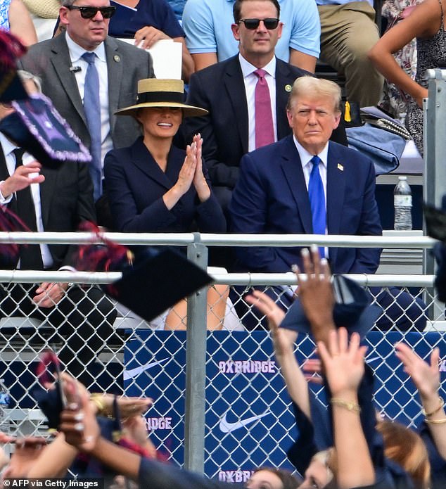 Melania Trump and the ex-president at Barron's high school graduation on May 17