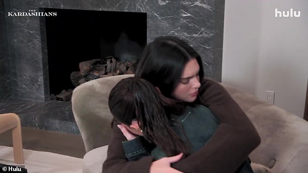 Kendall wrapped her arms around Kylie to comfort her as she sobbed