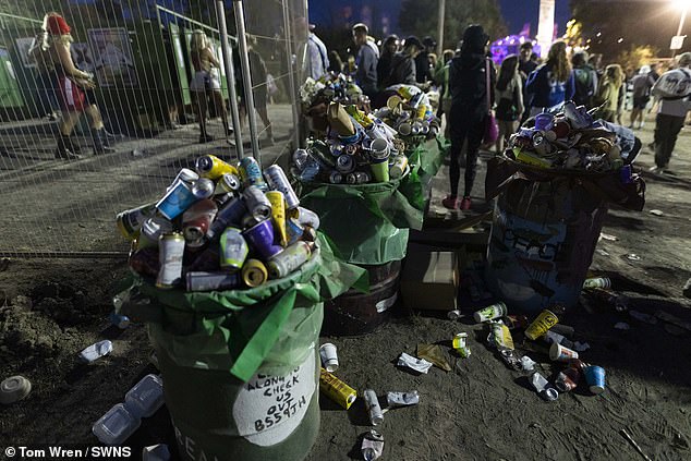 And the bins were also overflowing with rubbish following the Thursday's action