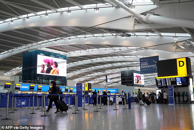 Pictured is the departures hall at Terminal 5 of Heathrow Airport