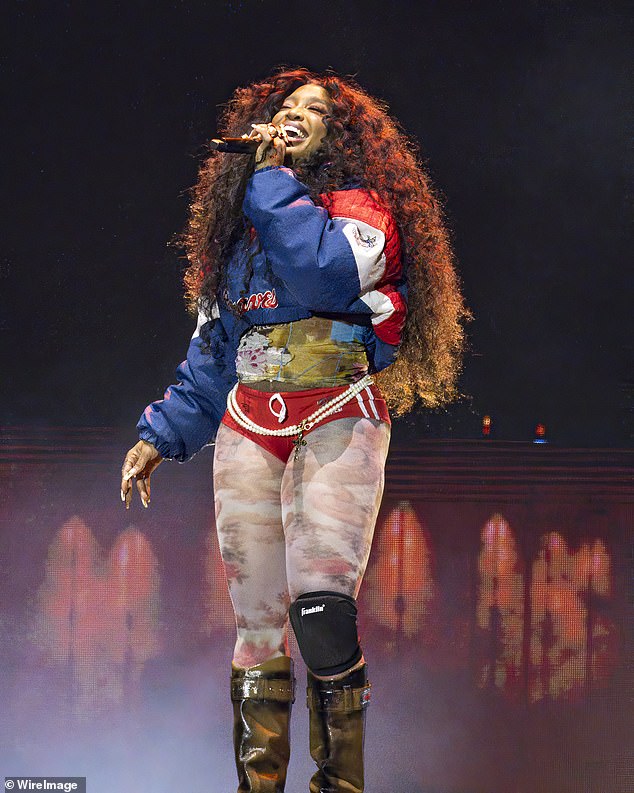 And as she began her next song to the packed crowd, SZA took to the moment to casually hint she was set to release a new album (pictured in April)
