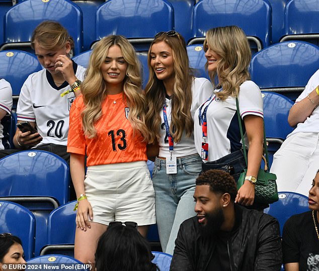 Georgina Irwin, Dean Henderson's wife and Aine May Kennedy, the partner of Conor Gallagher, stood together ahead of the game