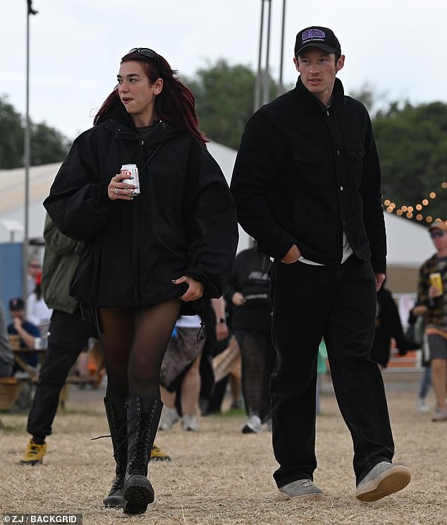 The popstar, who headlined the iconic Pyramid Stage on Friday night, coordinated with her actor partner as they both dressed in all black ensembles