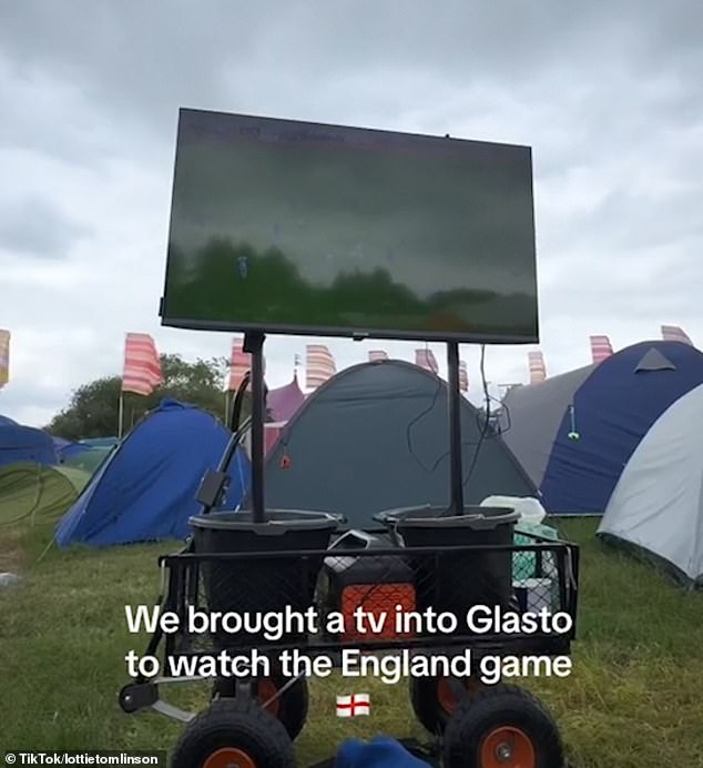 The One Direction star ensured fans wouldn't miss out, by setting up the TV in the middle of his campsite, drawing in hundreds of fans to watch the tense game unfold