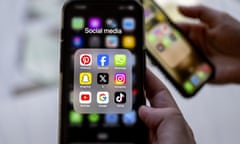 Social media logos on smartphone