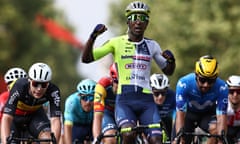 Eritrean rider Biniam Girmay claims victory in Turin.