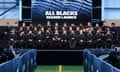 Players on stage during the All Blacks’ season launch for 2024.