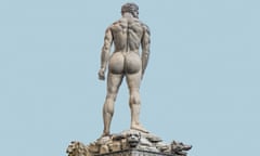 A statue shot from behind with an enlarged bottom