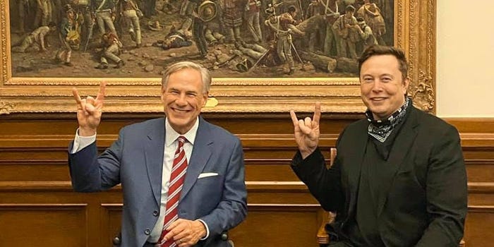 Elon Musk with Texas Governor Greg Abbott