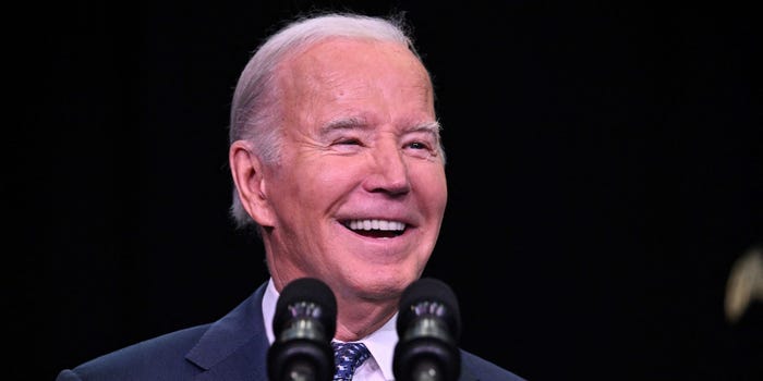 Biden speaks at the House Democratic Caucus Issues Conference in Leesburg, Virginia, on February 8, 2024.