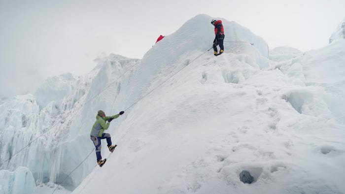 Climbers and Sherpas on Mt. Everest