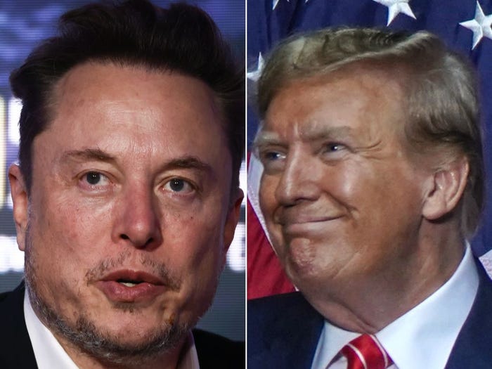 Elon Musk (left) and former President Donald Trump (right).