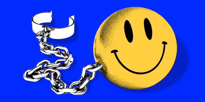 A ball and chain with a smiley face