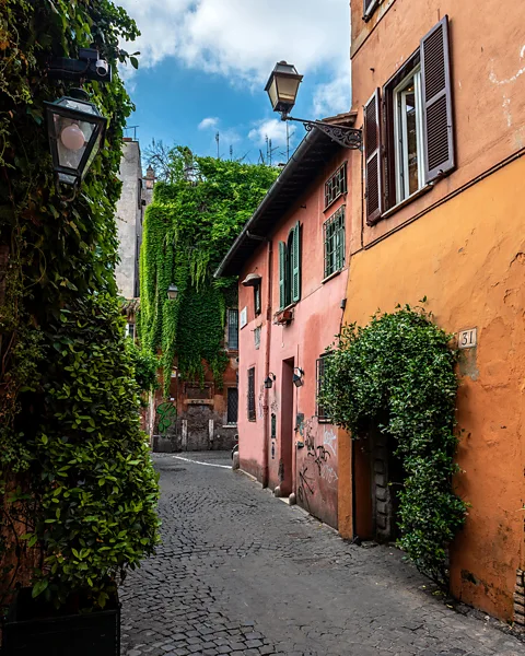 Getty Images Beautiful Trastevere is heavily touristed, but you can walk right into Parla's paninoteca pick – and have great local wine (Credit: Getty Images)