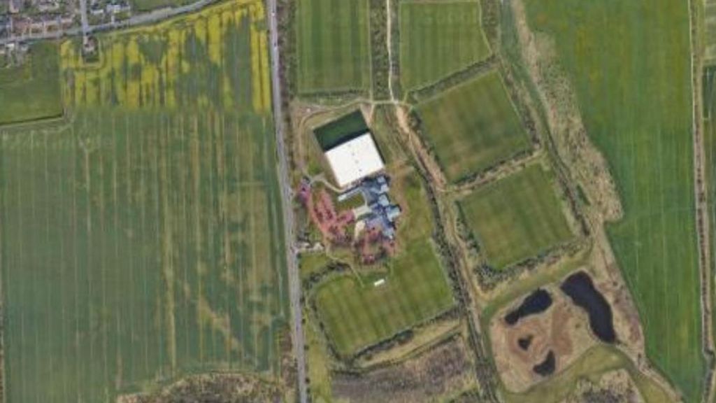 An aerial view of Sunderland AFC's training facility which is surrounded by fields 