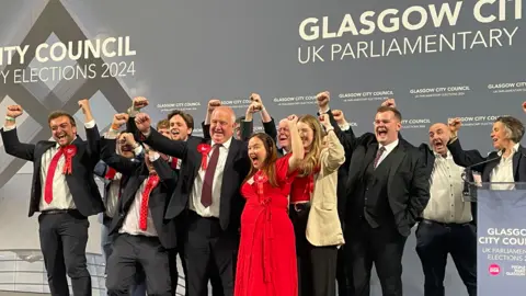 Glasgow Labour candidates celebrating