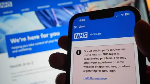 A warning message on the NHS app