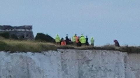 Emergency teams on the cliffs at Broadstairs