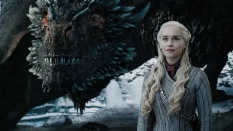 HBO Emilia Clarke as main character Daenerys Targaryen with dragon