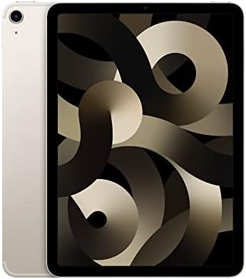 Apple iPad Air (5th generation): with M1 chip, 27.69 cm (10.9″) Liquid Retina display, 64GB, Wi-Fi 6 + 5G cellular, 12MP front/12MP back camera, Touch ID, all-day battery life – Starlight