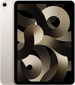 Apple iPad Air (5th generation): with M1 chip, 27.69 cm (10.9″) Liquid Retina display, 64GB, Wi-Fi 6 + 5G cellular, 12MP front/12MP back camera, Touch ID, all-day battery life – Starlight