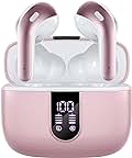 TAGRY Bluetooth Headphones True Wireless Earbuds 60H Playback LED Power Display Earphones with Wireless Charging Case IPX5 Waterproof in-Ear Earbuds with Mic for Smart Phone Laptop TV Computer Sports