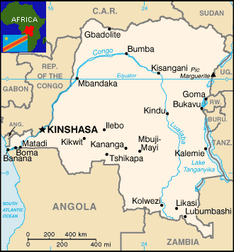 The Democratic Republic of Congo is an enormous country in the center of the African continent