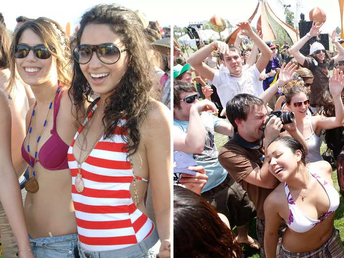 Similarly, in 2008, Coachella attendees sported casual summer looks.