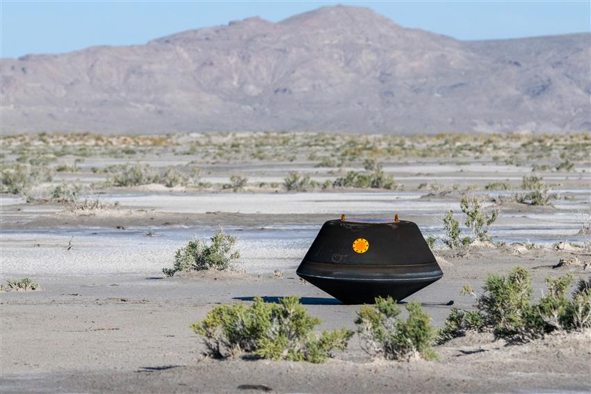 OSIRIS-REx sample return capsule in the desert
