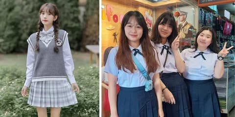 Chinese women are dressing up in school uniforms from other countries as prep's comeback goes global
