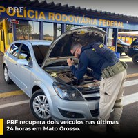 PRF recupera dois veículos nas últimas  24 horas em Mato Grosso