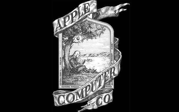 The first ever Apple logo, designed by Ron Wayne 
