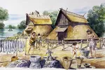 Illustration of late Jomon period village