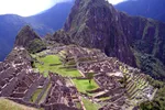 A famous view over the iconic lost city of Machu Picchu