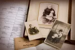 vintage family photo album and documents