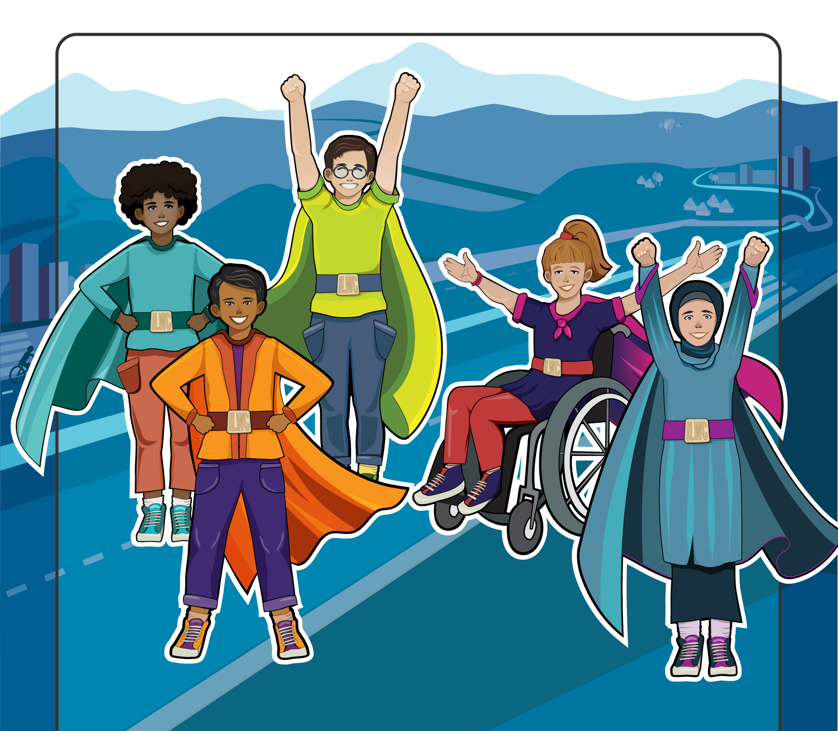 dessin représentant des enfants déguisés en superhéros