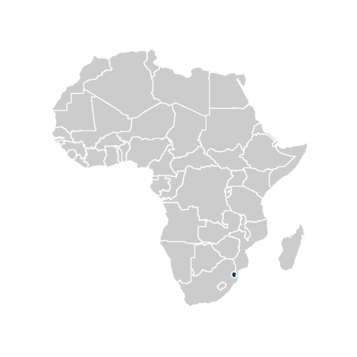 Eswatini highlighted on map of Africa